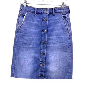 Pilcro Letterpress ANTHRO size 4 denim jean button Women pencil skirt y2k wester